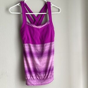 Womens Athena Purple Ombre Crisscross Shelf Tank Top